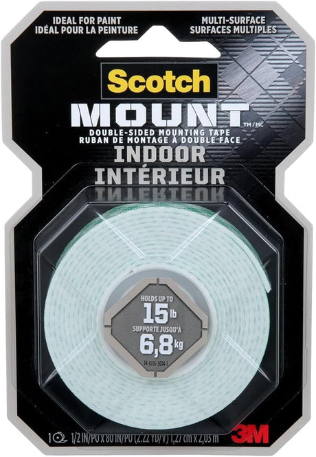 Scotch Mount Indoor Heavy Duty Foam Tape 1/2 in x 75 in (12.7mm x 1.9m), 1 Roll/pack | Hold up 6.8 kg whole roll | White color | Multi - Surface | Easy to use | No Tools | Double Sided Adhesive Tape - Al Kabayel Discount CentreScotch Mount Indoor Heavy Duty Foam Tape 1/2 in x 75 in (12.7mm x 1.9m), 1 Roll/pack | Hold up 6.8 kg whole roll | White color | Multi - Surface | Easy to use | No Tools | Double Sided Adhesive TapeTapes & Packaging Tapes3MAl Kabayel Discount Centre