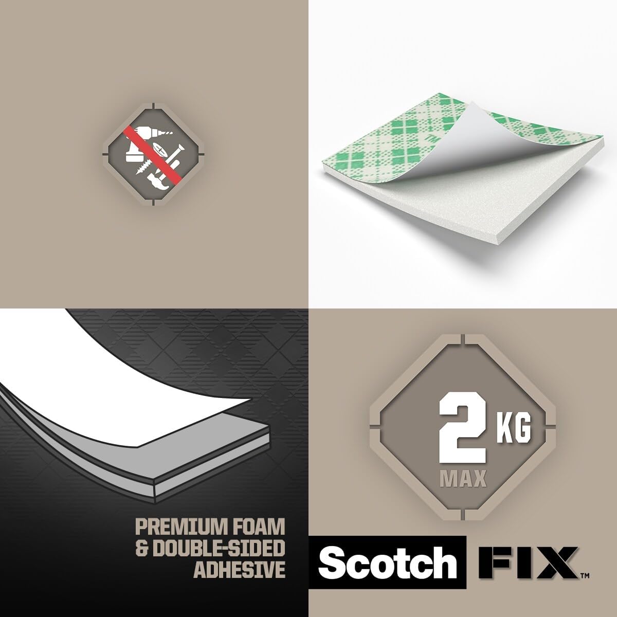 Scotch Mount Indoor Squares 25x25mm each, 16 Squares/Pack | White color | Holds up 150 gr. per square | Good Strength | Multiple Applications | Multi - Surface | No Tools | Double Sided Adhesive Tape - Al Kabayel Discount CentreScotch Mount Indoor Squares 25x25mm each, 16 Squares/Pack | White color | Holds up 150 gr. per square | Good Strength | Multiple Applications | Multi - Surface | No Tools | Double Sided Adhesive TapeTapes & Packaging Tapes3MAl Kabayel Discount Centre
