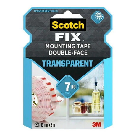 Scotch Mount Transparent Tape 19mm x 5m, 1 roll/pack | Holds up 1 kg. per 20cm | Clear color | Good Strength | Multiple Applications | Multi - Surface | No Tools | Double Sided Adhesive Tape - Al Kabayel Discount CentreScotch Mount Transparent Tape 19mm x 5m, 1 roll/pack | Holds up 1 kg. per 20cm | Clear color | Good Strength | Multiple Applications | Multi - Surface | No Tools | Double Sided Adhesive Tape3MAl Kabayel Discount Centre