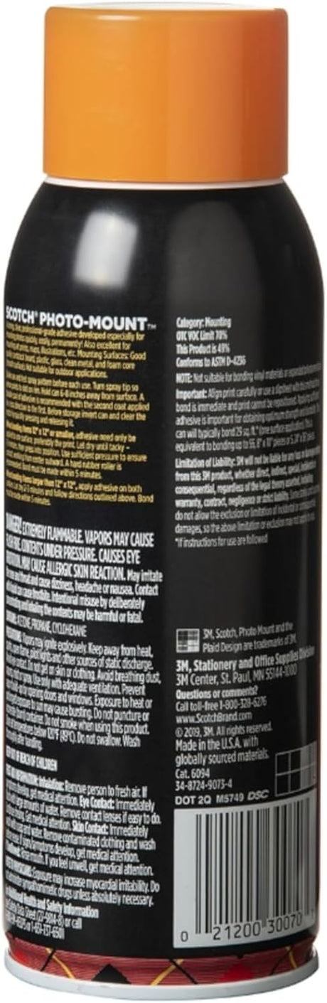 Scotch Photo Mount Spray Adhesive 10.3oz (305gr.) Transparent color, 1 bottle/pack | Ideal for mounting photographs, Prints and Pictures | Glue | Super Glue... - Al Kabayel Discount CentreScotch Photo Mount Spray Adhesive 10.3oz (305gr.) Transparent color, 1 bottle/pack | Ideal for mounting photographs, Prints and Pictures | Glue | Super Glue...Glue3MAl Kabayel Discount Centre