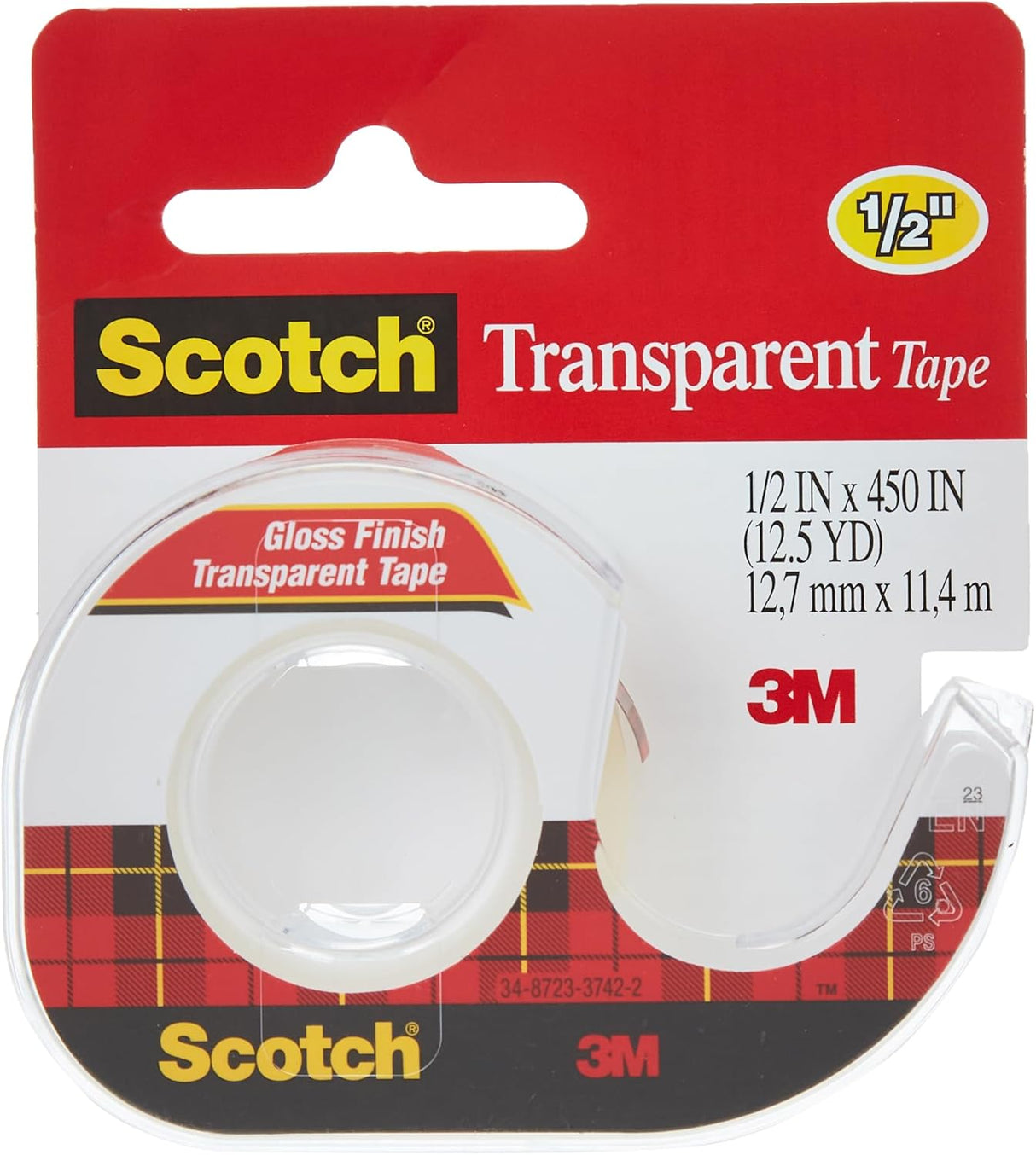 Scotch Transparent Tape on a Dispenser 1/2 x 450 in (12mm x 11.43m), 1 roll/dispenser | Clear Tape | Strong adhesive | Permanent | Wrapping, Sealing and Mending | Scotch Tape | Tape Dispenser - Al Kabayel Discount CentreScotch Transparent Tape on a Dispenser 1/2 x 450 in (12mm x 11.43m), 1 roll/dispenser | Clear Tape | Strong adhesive | Permanent | Wrapping, Sealing and Mending | Scotch Tape | Tape DispenserTapes & Packaging Tapes3MAl Kabayel Discount Centre