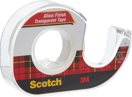 Scotch Transparent Tape on a Dispenser 1/2 x 450 in (12mm x 11.43m), 1 roll/dispenser | Clear Tape | Strong adhesive | Permanent | Wrapping, Sealing and Mending | Scotch Tape | Tape Dispenser - Al Kabayel Discount CentreScotch Transparent Tape on a Dispenser 1/2 x 450 in (12mm x 11.43m), 1 roll/dispenser | Clear Tape | Strong adhesive | Permanent | Wrapping, Sealing and Mending | Scotch Tape | Tape DispenserTapes & Packaging Tapes3MAl Kabayel Discount Centre