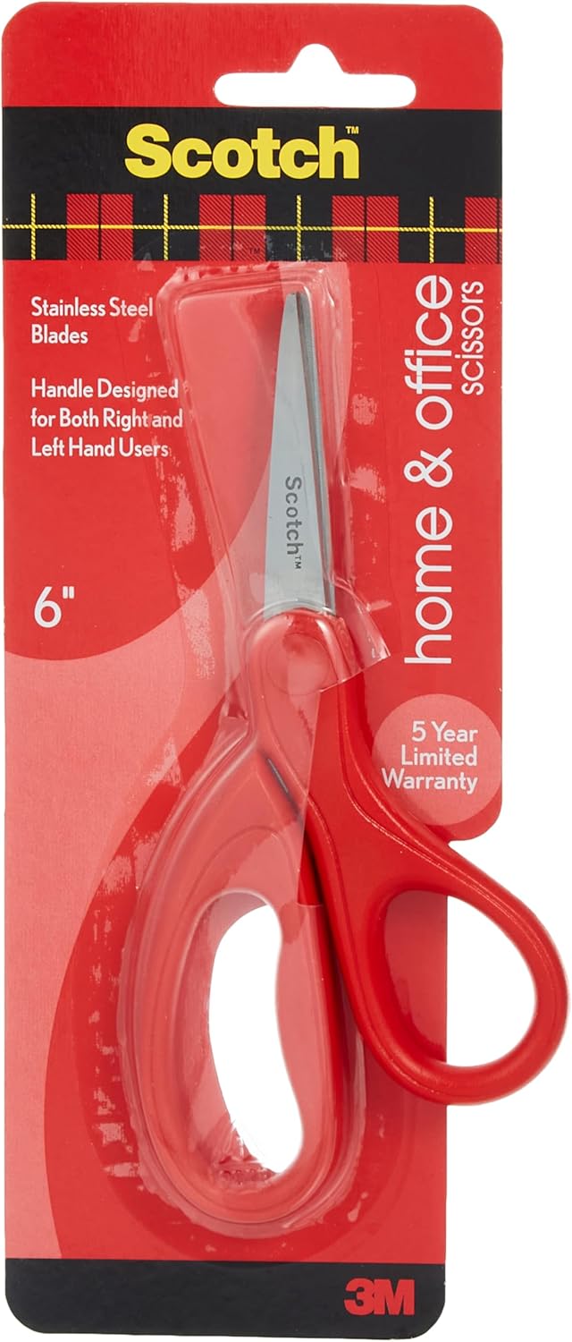 Scotch Universal Home & Office Scissor(15 cm), 1 scissors/pack | Stainless Steel Blades | Red color | Multipurpose | Office, Home and School use | Scissors - Al Kabayel Discount CentreScotch Universal Home & Office Scissor(15 cm), 1 scissors/pack | Stainless Steel Blades | Red color | Multipurpose | Office, Home and School use | ScissorsScissors3MAl Kabayel Discount Centre