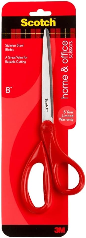 Scotch Universal Home & Office Scissors 8 inch (20 cm), 1 scissors/pack | Stainless Steel Blades | Red color | Multipurpose | Office, Home and School use | Scissors - Al Kabayel Discount CentreScotch Universal Home & Office Scissors 8 inch (20 cm), 1 scissors/pack | Stainless Steel Blades | Red color | Multipurpose | Office, Home and School use | ScissorsScissors3MAl Kabayel Discount Centre