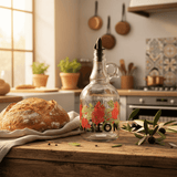 Selka Glass Oil Bottle 1 Ltr – Elegant Red Flower Design with Pour Spout - Al Kabayel Discount CentreSelka Glass Oil Bottle 1 Ltr – Elegant Red Flower Design with Pour SpoutKitchen Utensils & GadgetsSELKAAl Kabayel Discount Centre
