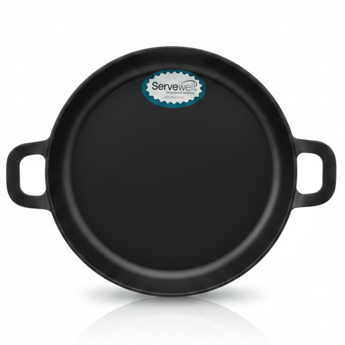 Servewell Black Melamine Serving Plate with Handle 7.5 inch Compact Durable Plate Ideal for Snacks Starters and Side Dishes - Al Kabayel Discount CentreServewell Black Melamine Serving Plate with Handle 7.5 inch Compact Durable Plate Ideal for Snacks Starters and Side DishesServing TraysSERVEWELLAl Kabayel Discount Centre