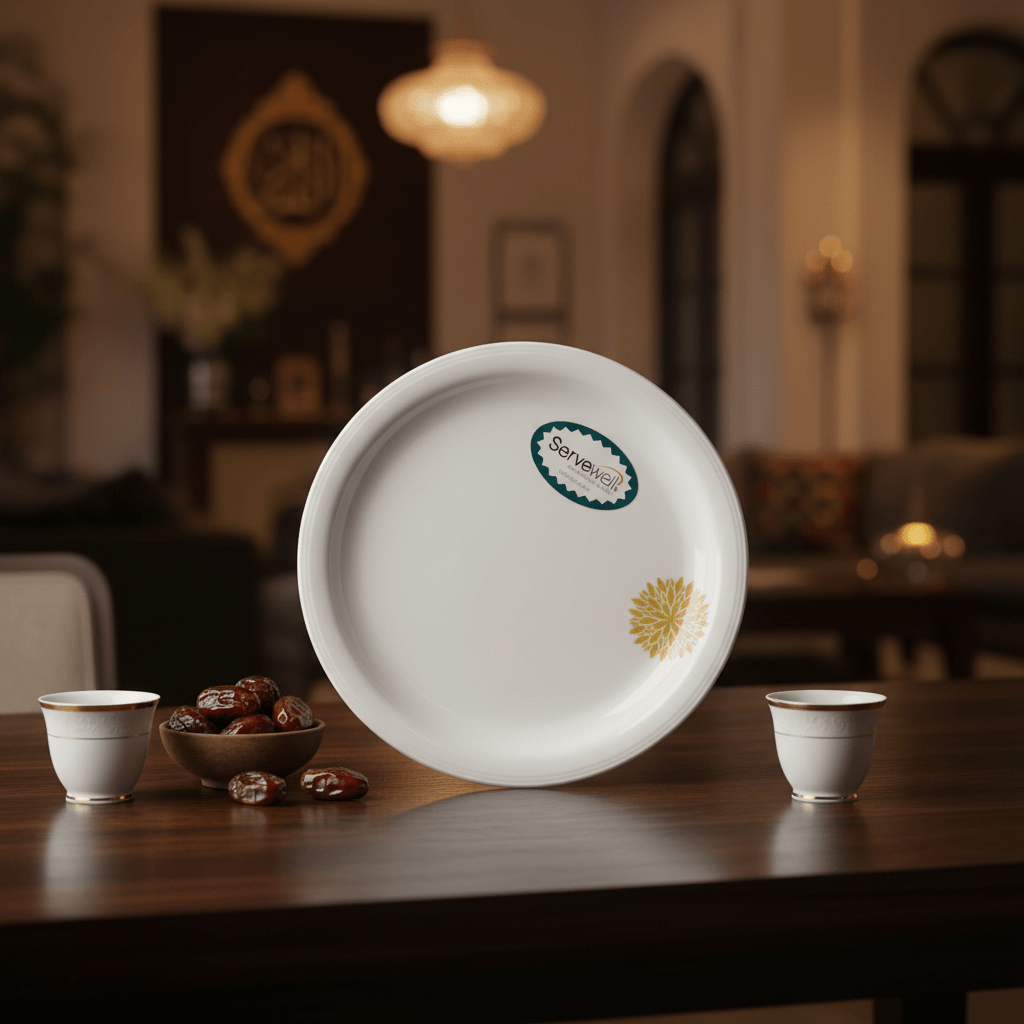 Servewell Off White Melamine Round Plate With Golden Leaves Design | 19CM - Al Kabayel Discount CentreServewell Off White Melamine Round Plate With Golden Leaves Design | 19CMPlatesSERVEWELLAl Kabayel Discount Centre