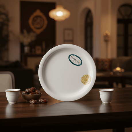 Servewell Off White Melamine Round Plate With Golden Leaves Design | 19CM - Al Kabayel Discount CentreServewell Off White Melamine Round Plate With Golden Leaves Design | 19CMPlatesSERVEWELLAl Kabayel Discount Centre