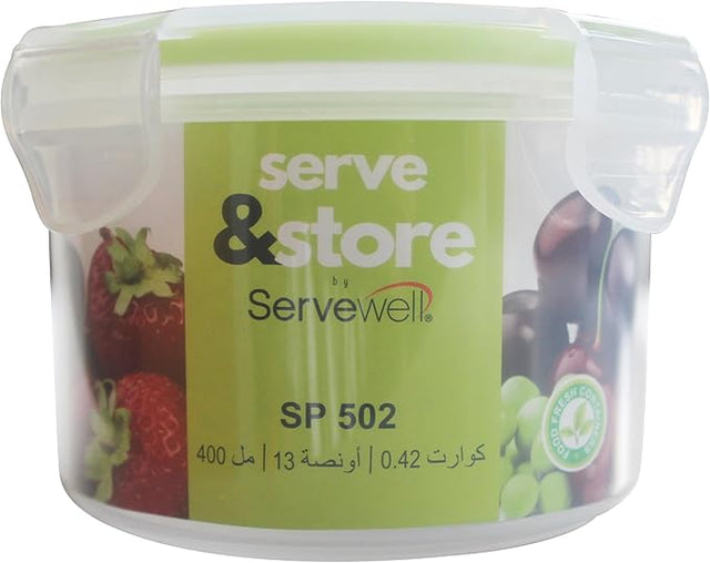 Servewell Plastic Round Food Container With Lid 400ml - Green&White - Al Kabayel Discount CentreServewell Plastic Round Food Container With Lid 400ml - Green&WhiteFood ContainersSERVEWELLAl Kabayel Discount Centre