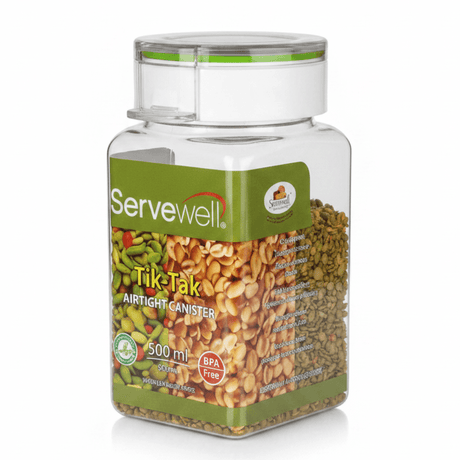 Servewell Tik-Tak Airtight Canister 500ml – Square - Al Kabayel Discount CentreServewell Tik-Tak Airtight Canister 500ml – SquareJars & Food SaversSERVEWELLAl Kabayel Discount Centre