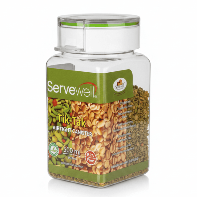 Servewell Tik-Tak Airtight Canister 500ml – Square - Al Kabayel Discount CentreServewell Tik-Tak Airtight Canister 500ml – SquareJars & Food SaversSERVEWELLAl Kabayel Discount Centre