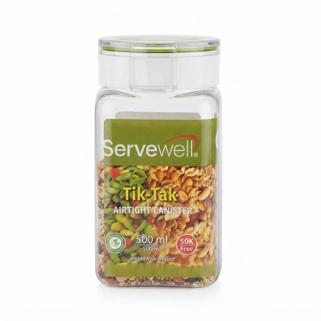 Servewell Tik-Tak Airtight Canister 500ml – Square - Al Kabayel Discount CentreServewell Tik-Tak Airtight Canister 500ml – SquareJars & Food SaversSERVEWELLAl Kabayel Discount Centre