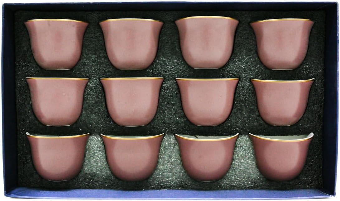 Shallow Ceramic Cawa Cup for Tea Coffee Perfect for Home Office Coffee Shops Set of 12Pcs(60ML) - Peach&Gold - Al Kabayel Discount CentreShallow Ceramic Cawa Cup for Tea Coffee Perfect for Home Office Coffee Shops Set of 12Pcs(60ML) - Peach&GoldTea CupsSHALLOWAl Kabayel Discount Centre
