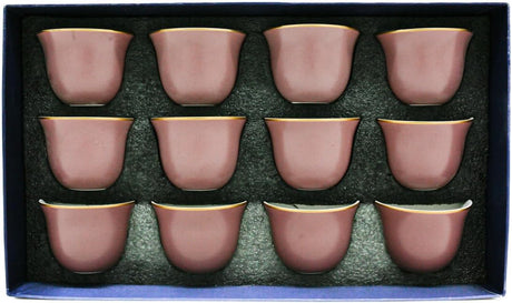 Shallow Ceramic Cawa Cup for Tea Coffee Perfect for Home Office Coffee Shops Set of 12Pcs(60ML) - Peach&Gold - Al Kabayel Discount CentreShallow Ceramic Cawa Cup for Tea Coffee Perfect for Home Office Coffee Shops Set of 12Pcs(60ML) - Peach&GoldTea CupsSHALLOWAl Kabayel Discount Centre