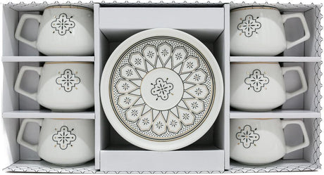 Shallow Ceramic Cup and Saucer 12pcs Set 6xCups (100ML) With 6xSaucers - White&Black - Al Kabayel Discount CentreShallow Ceramic Cup and Saucer 12pcs Set 6xCups (100ML) With 6xSaucers - White&BlackTea CupsSHALLOWAl Kabayel Discount Centre