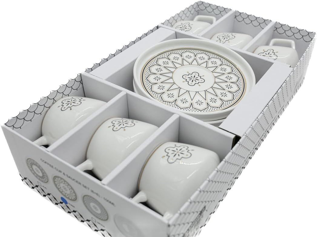 Shallow Ceramic Cup and Saucer 12pcs Set 6xCups (100ML) With 6xSaucers - White&Black - Al Kabayel Discount CentreShallow Ceramic Cup and Saucer 12pcs Set 6xCups (100ML) With 6xSaucers - White&BlackTea CupsSHALLOWAl Kabayel Discount Centre