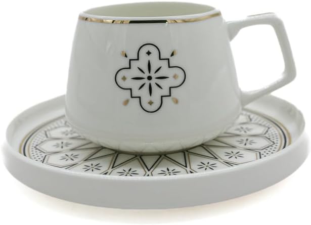 Shallow Ceramic Cup and Saucer 12pcs Set 6xCups (100ML) With 6xSaucers - White&Black - Al Kabayel Discount CentreShallow Ceramic Cup and Saucer 12pcs Set 6xCups (100ML) With 6xSaucers - White&BlackTea CupsSHALLOWAl Kabayel Discount Centre