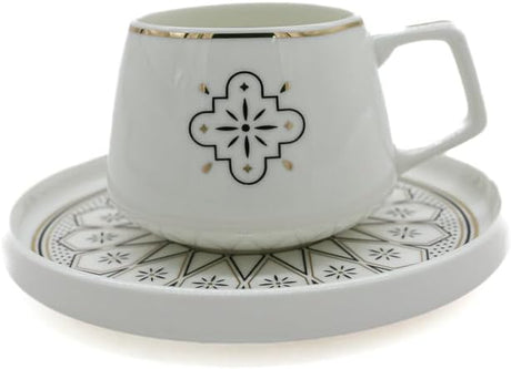 Shallow Ceramic Cup and Saucer 12pcs Set 6xCups (100ML) With 6xSaucers - White&Black - Al Kabayel Discount CentreShallow Ceramic Cup and Saucer 12pcs Set 6xCups (100ML) With 6xSaucers - White&BlackTea CupsSHALLOWAl Kabayel Discount Centre
