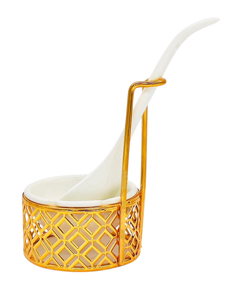 SHALLOW Ceramic Spoon and Holder Set, White/Gold - Al Kabayel Discount CentreSHALLOW Ceramic Spoon and Holder Set, White/GoldCookware AccessoriesSHALLOWAl Kabayel Discount Centre