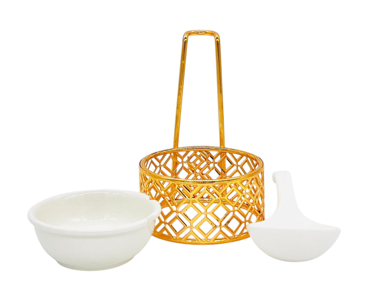 SHALLOW Ceramic Spoon and Holder Set, White/Gold - Al Kabayel Discount CentreSHALLOW Ceramic Spoon and Holder Set, White/GoldCookware AccessoriesSHALLOWAl Kabayel Discount Centre