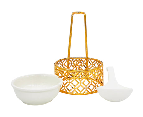 SHALLOW Ceramic Spoon and Holder Set, White/Gold - Al Kabayel Discount CentreSHALLOW Ceramic Spoon and Holder Set, White/GoldCookware AccessoriesSHALLOWAl Kabayel Discount Centre