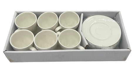 SHALLOW Superior Porcelain 12pcs Cup and Saucer set, 6pcs Cup + 6pcs Saucer 100ml, White - Al Kabayel Discount CentreSHALLOW Superior Porcelain 12pcs Cup and Saucer set, 6pcs Cup + 6pcs Saucer 100ml, WhiteTea SetsSHALLOWAl Kabayel Discount Centre