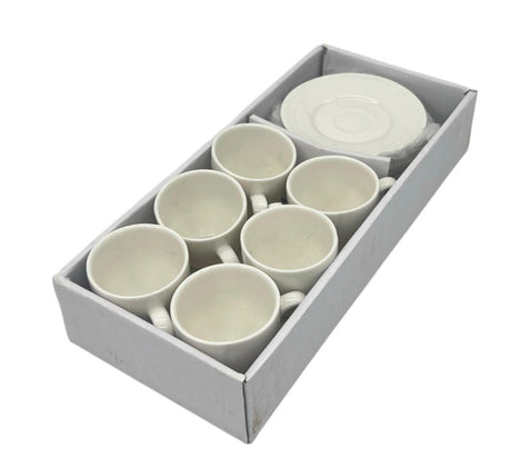 SHALLOW Superior Porcelain 12pcs Cup and Saucer set, 6pcs Cup + 6pcs Saucer 100ml, White - Al Kabayel Discount CentreSHALLOW Superior Porcelain 12pcs Cup and Saucer set, 6pcs Cup + 6pcs Saucer 100ml, WhiteTea SetsSHALLOWAl Kabayel Discount Centre