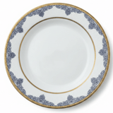 Shallow White Porcelain Dessert Plate with Golden Rim & Navy Blue Floral Design — 8 Inch - Al Kabayel Discount CentreShallow White Porcelain Dessert Plate with Golden Rim & Navy Blue Floral Design — 8 InchPlatesSHALLOWAl Kabayel Discount Centre