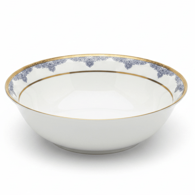 Shallow White Porcelain Serving Bowl with Gold Rim & Floral Design — 9 Inch - Al Kabayel Discount CentreShallow White Porcelain Serving Bowl with Gold Rim & Floral Design — 9 InchBowlsSHALLOWAl Kabayel Discount Centre