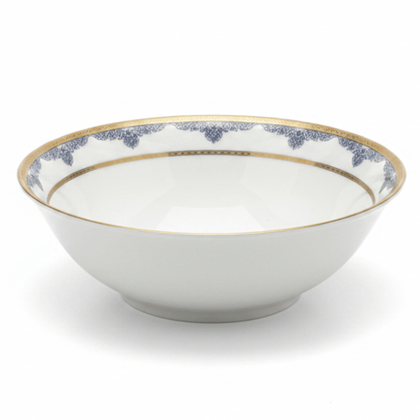 Shallow White Porcelain Soup Bowl with Golden Rim & Blue Floral Design — 6 Inch - Al Kabayel Discount CentreShallow White Porcelain Soup Bowl with Golden Rim & Blue Floral Design — 6 InchBowlsSHALLOWAl Kabayel Discount Centre