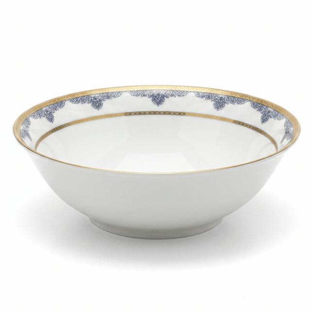 Shallow White Porcelain Soup Bowl with Golden Rim & Blue Floral Design — 6 Inch - Al Kabayel Discount CentreShallow White Porcelain Soup Bowl with Golden Rim & Blue Floral Design — 6 InchBowlsSHALLOWAl Kabayel Discount Centre
