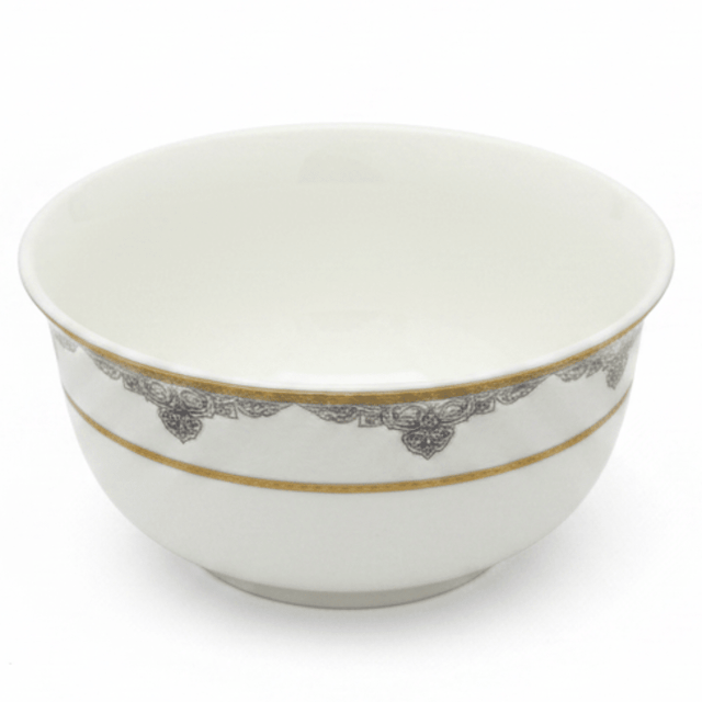 Shallow White Porcelain Soup Bowl with Golden Rim & Floral Design | 4.5 Inch | Premium Tableware - Al Kabayel Discount CentreShallow White Porcelain Soup Bowl with Golden Rim & Floral Design | 4.5 Inch | Premium TablewareBowlsSHALLOWAl Kabayel Discount Centre