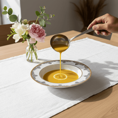Shallow White Porcelain Soup Plate with Gold Arabesque Rim | 9 Inch | Fine Dining Serveware - Al Kabayel Discount CentreShallow White Porcelain Soup Plate with Gold Arabesque Rim | 9 Inch | Fine Dining ServewarePlatesSHALLOWAl Kabayel Discount Centre