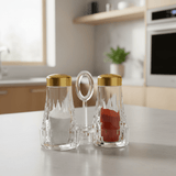 Shengya Luxury Acrylic Cruet Set with Gold Finish – Elegant Oil & Vinegar Dispensers for Dining Table - Al Kabayel Discount CentreShengya Luxury Acrylic Cruet Set with Gold Finish – Elegant Oil & Vinegar Dispensers for Dining TableKitchen Utensils & GadgetsSHENGYAAl Kabayel Discount Centre