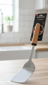 Shengya Stainless Steel Solid Turner with Wooden Handle – Strong, Balanced & Heat - Resistant (33 cm) - Al Kabayel Discount CentreShengya Stainless Steel Solid Turner with Wooden Handle – Strong, Balanced & Heat - Resistant (33 cm)Turner SpatulaSHENGYAAl Kabayel Discount Centre