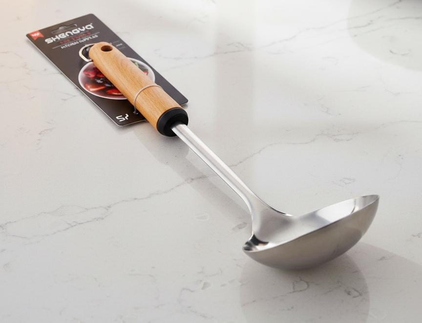 Shengya Stainless Steel Soup Ladle with Wooden Handle – Deep Bowl Design for Soups & Gravies (33 cm) - Al Kabayel Discount CentreShengya Stainless Steel Soup Ladle with Wooden Handle – Deep Bowl Design for Soups & Gravies (33 cm)Ladle SpoonSHENGYAAl Kabayel Discount Centre