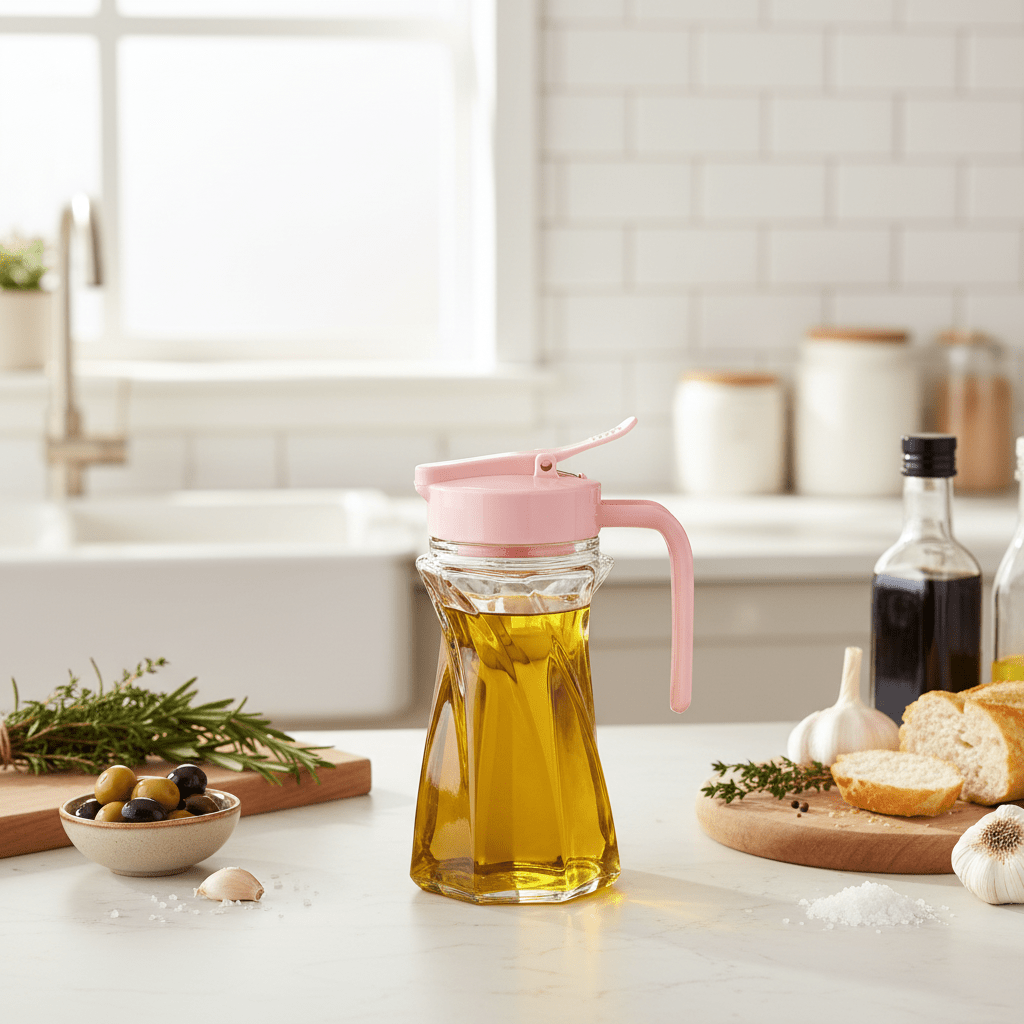 Shishegaran Glass Oil Dispenser with Flip-Top Lid – 350ml - Pink / Yellow / White / Sage Green - Al Kabayel Discount CentreShishegaran Glass Oil Dispenser with Flip-Top Lid – 350ml - Pink / Yellow / White / Sage GreenKitchen Utensils & GadgetsSHISHEGARANAl Kabayel Discount Centre