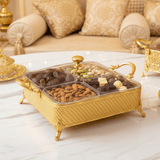 Silu 4 - Section Acrylic Candy Organizer with Square Gold Metal Holder – Stylish Storage Box for Snacks & Sweets – 28 × 9.5 cm - Al Kabayel Discount CentreSilu 4 - Section Acrylic Candy Organizer with Square Gold Metal Holder – Stylish Storage Box for Snacks & Sweets – 28 × 9.5 cmJars & Food SaversSILUAl Kabayel Discount Centre