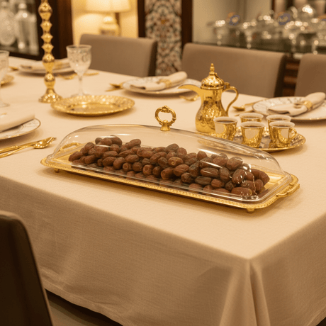 Silu GrandServe Luxury Golden Metal Rectangular Serving Tray with Acrylic Cover Large Display Tray 54×18cm - Al Kabayel Discount CentreSilu GrandServe Luxury Golden Metal Rectangular Serving Tray with Acrylic Cover Large Display Tray 54×18cmServing TraysSILUAl Kabayel Discount Centre