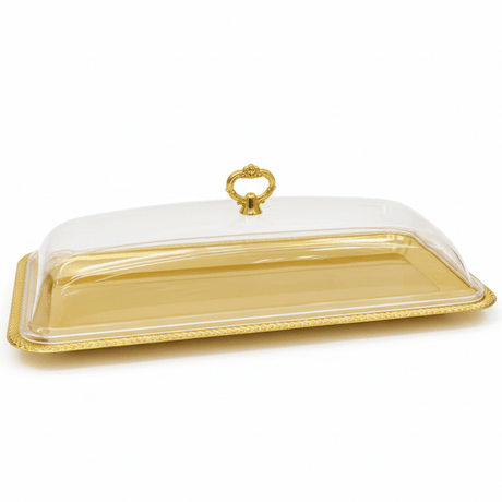 Silu GrandServe Luxury Golden Metal Rectangular Serving Tray with Acrylic Cover Large Display Tray 54×18cm - Al Kabayel Discount CentreSilu GrandServe Luxury Golden Metal Rectangular Serving Tray with Acrylic Cover Large Display Tray 54×18cmServing TraysSILUAl Kabayel Discount Centre
