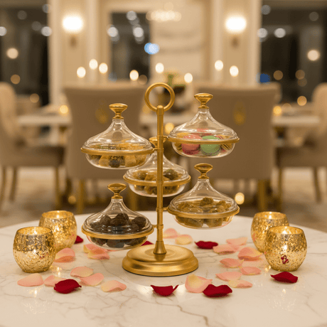 SILU Luxury 4 - Tier Gold Candy & Dessert Stand with Base – Elegant Party & Ramadan Display Stand 30 cm - Al Kabayel Discount CentreSILU Luxury 4 - Tier Gold Candy & Dessert Stand with Base – Elegant Party & Ramadan Display Stand 30 cmServing TraysSILUAl Kabayel Discount Centre