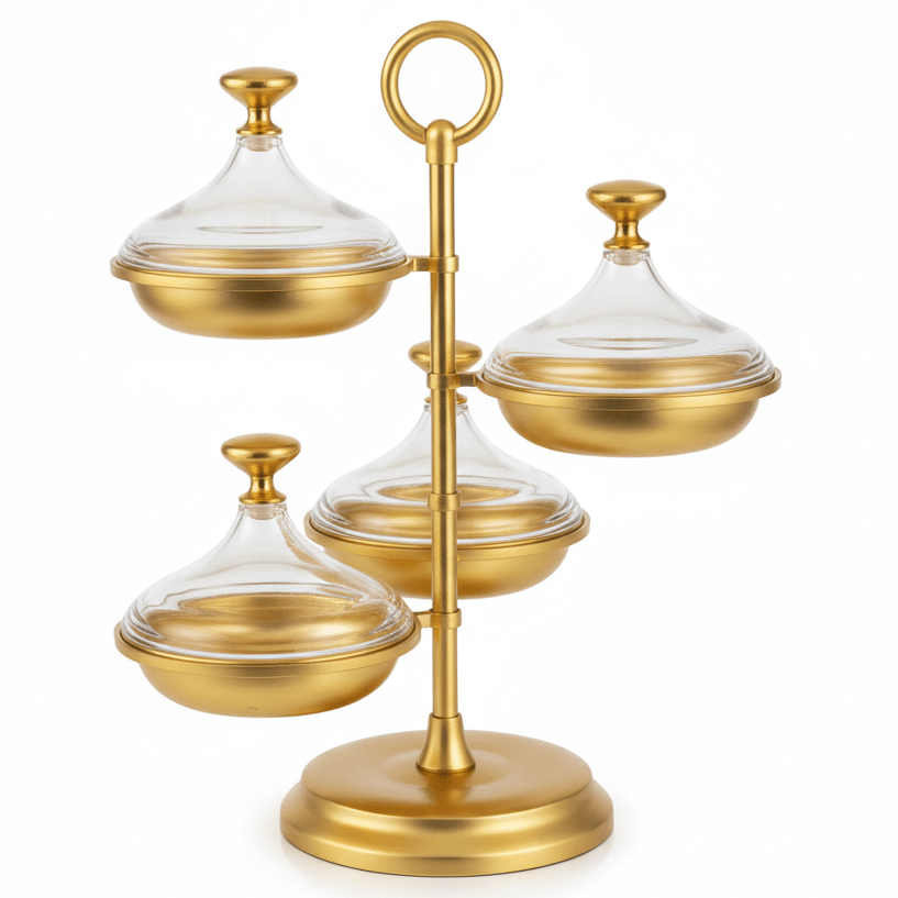 SILU Luxury 4 - Tier Gold Candy & Dessert Stand with Base – Elegant Party & Ramadan Display Stand 30 cm - Al Kabayel Discount CentreSILU Luxury 4 - Tier Gold Candy & Dessert Stand with Base – Elegant Party & Ramadan Display Stand 30 cmServing TraysSILUAl Kabayel Discount Centre