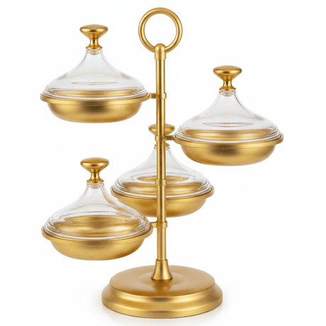 SILU Luxury 4 - Tier Gold Candy & Dessert Stand with Base – Elegant Party & Ramadan Display Stand 30 cm - Al Kabayel Discount CentreSILU Luxury 4 - Tier Gold Candy & Dessert Stand with Base – Elegant Party & Ramadan Display Stand 30 cmServing TraysSILUAl Kabayel Discount Centre