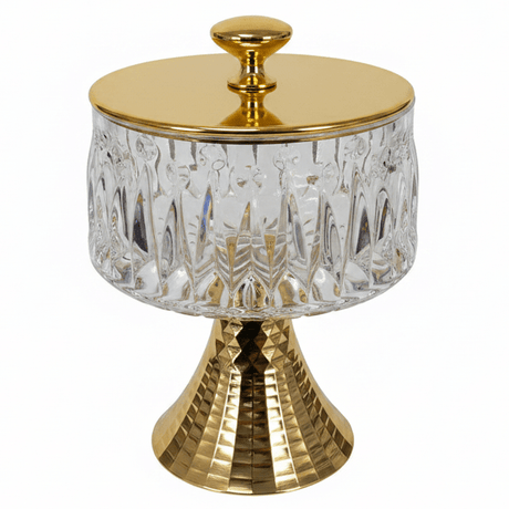Silu Metal Footed Acrylic Elegant Candy Jar with Gold Lid Decorative Serving and Storage Container 17 × 12 cm - Al Kabayel Discount CentreSilu Metal Footed Acrylic Elegant Candy Jar with Gold Lid Decorative Serving and Storage Container 17 × 12 cmJars & Food SaversSILUAl Kabayel Discount Centre