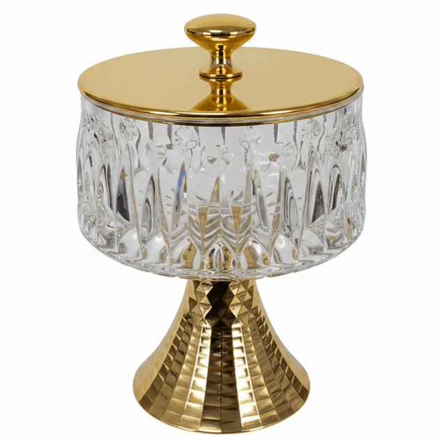 Silu Metal Footed Acrylic Elegant Candy Jar with Gold Lid Decorative Serving and Storage Container 17 × 12 cm - Al Kabayel Discount CentreSilu Metal Footed Acrylic Elegant Candy Jar with Gold Lid Decorative Serving and Storage Container 17 × 12 cmJars & Food SaversSILUAl Kabayel Discount Centre