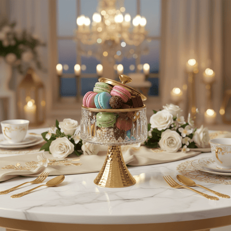 Silu Metal Footed Acrylic Elegant Candy Jar with Gold Lid Decorative Serving and Storage Container 17 × 12 cm - Al Kabayel Discount CentreSilu Metal Footed Acrylic Elegant Candy Jar with Gold Lid Decorative Serving and Storage Container 17 × 12 cmJars & Food SaversSILUAl Kabayel Discount Centre