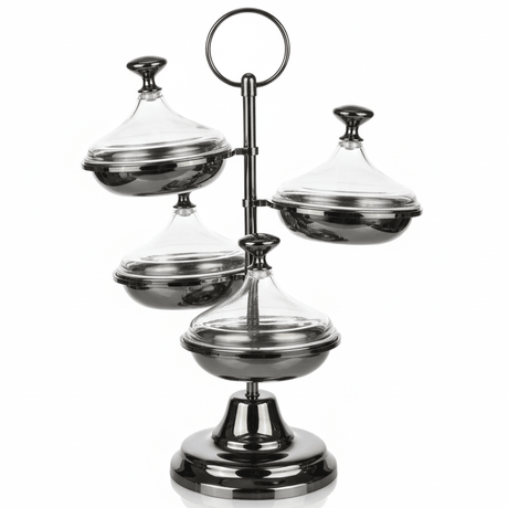 SILU Modern 4 - Tier Black Candy Serving Stand – Stylish Multi - Layer Dessert Display 30 cm - Al Kabayel Discount CentreSILU Modern 4 - Tier Black Candy Serving Stand – Stylish Multi - Layer Dessert Display 30 cmServing TraysSILUAl Kabayel Discount Centre