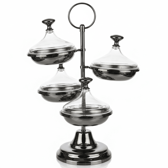 SILU Modern 4 - Tier Black Candy Serving Stand – Stylish Multi - Layer Dessert Display 30 cm - Al Kabayel Discount CentreSILU Modern 4 - Tier Black Candy Serving Stand – Stylish Multi - Layer Dessert Display 30 cmServing TraysSILUAl Kabayel Discount Centre