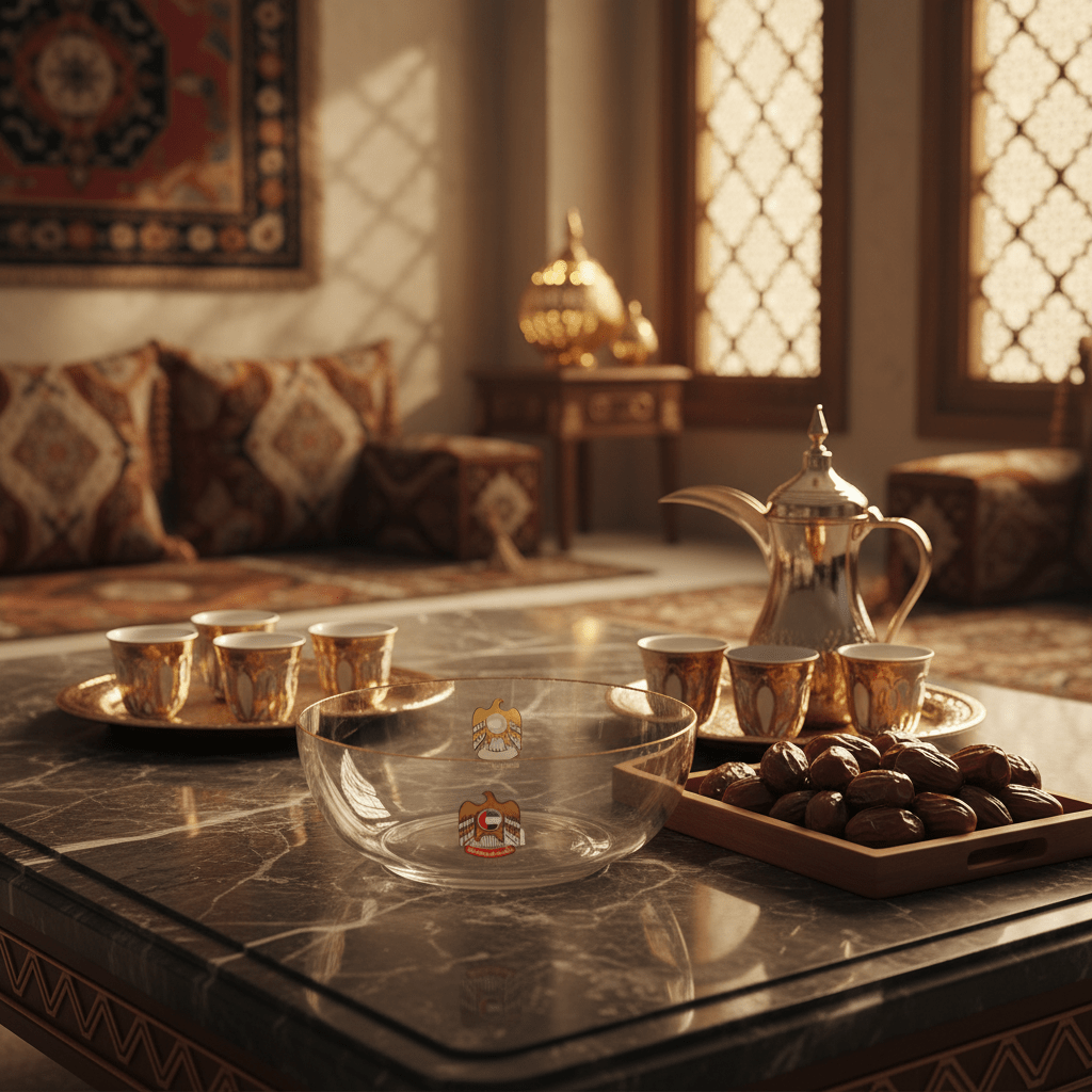 Silu Premium Glass Serving Bowl with UAE Falcon Emblem & Gold Rim – 20cm - Al Kabayel Discount CentreSilu Premium Glass Serving Bowl with UAE Falcon Emblem & Gold Rim – 20cmBowlsSILUAl Kabayel Discount Centre