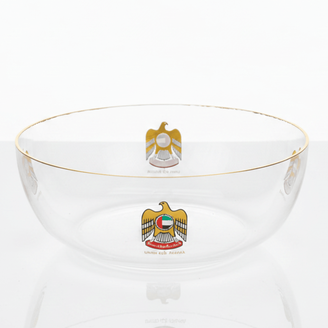 Silu Premium Glass Serving Bowl with UAE Falcon Emblem & Gold Rim – 20cm - Al Kabayel Discount CentreSilu Premium Glass Serving Bowl with UAE Falcon Emblem & Gold Rim – 20cmBowlsSILUAl Kabayel Discount Centre
